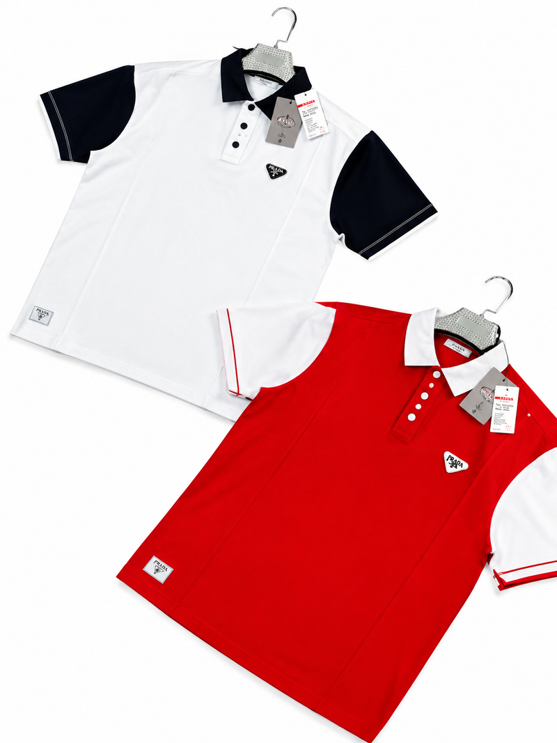 Prada Contrast Panel Polo Shirt