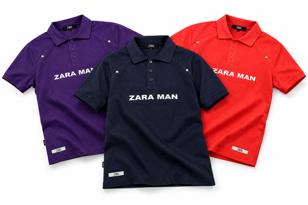 ZARA MAN Premium Casual Polo Shirt – Purple, Navy Blue & Coral Red