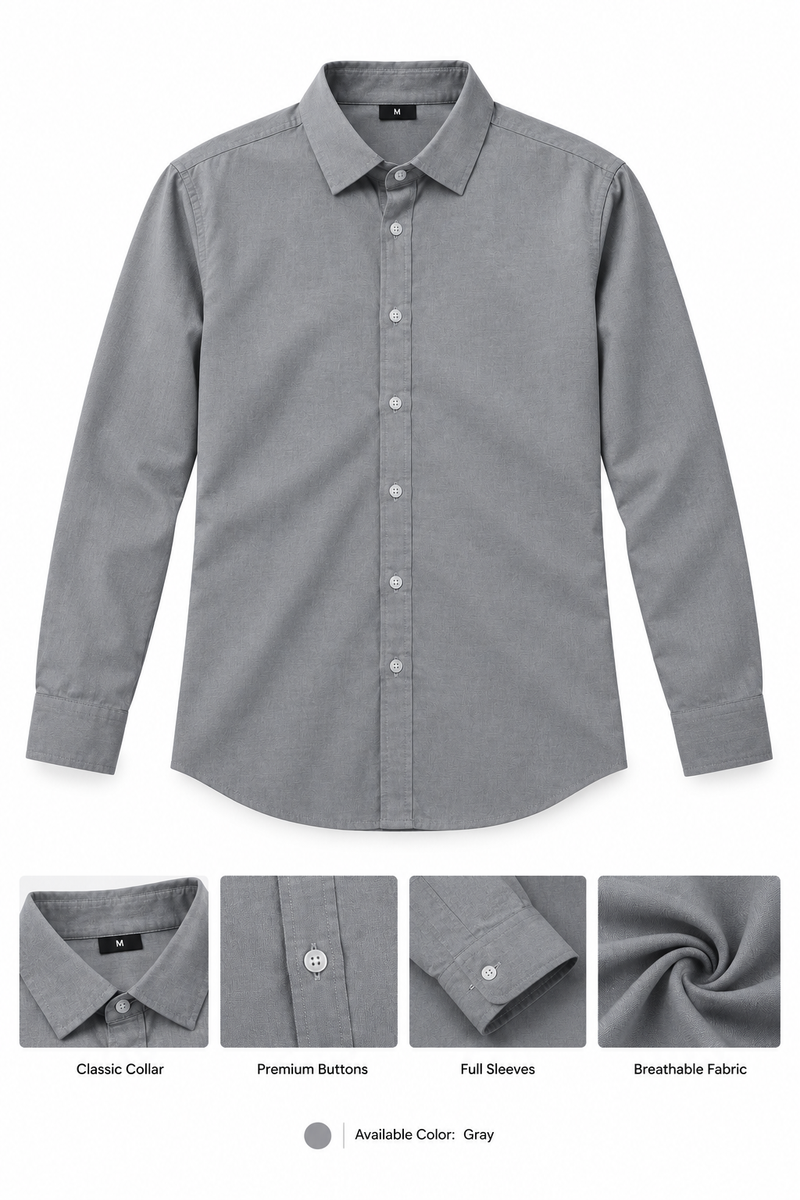 Men’s Premium Gray Full Sleeve Casual Shirt