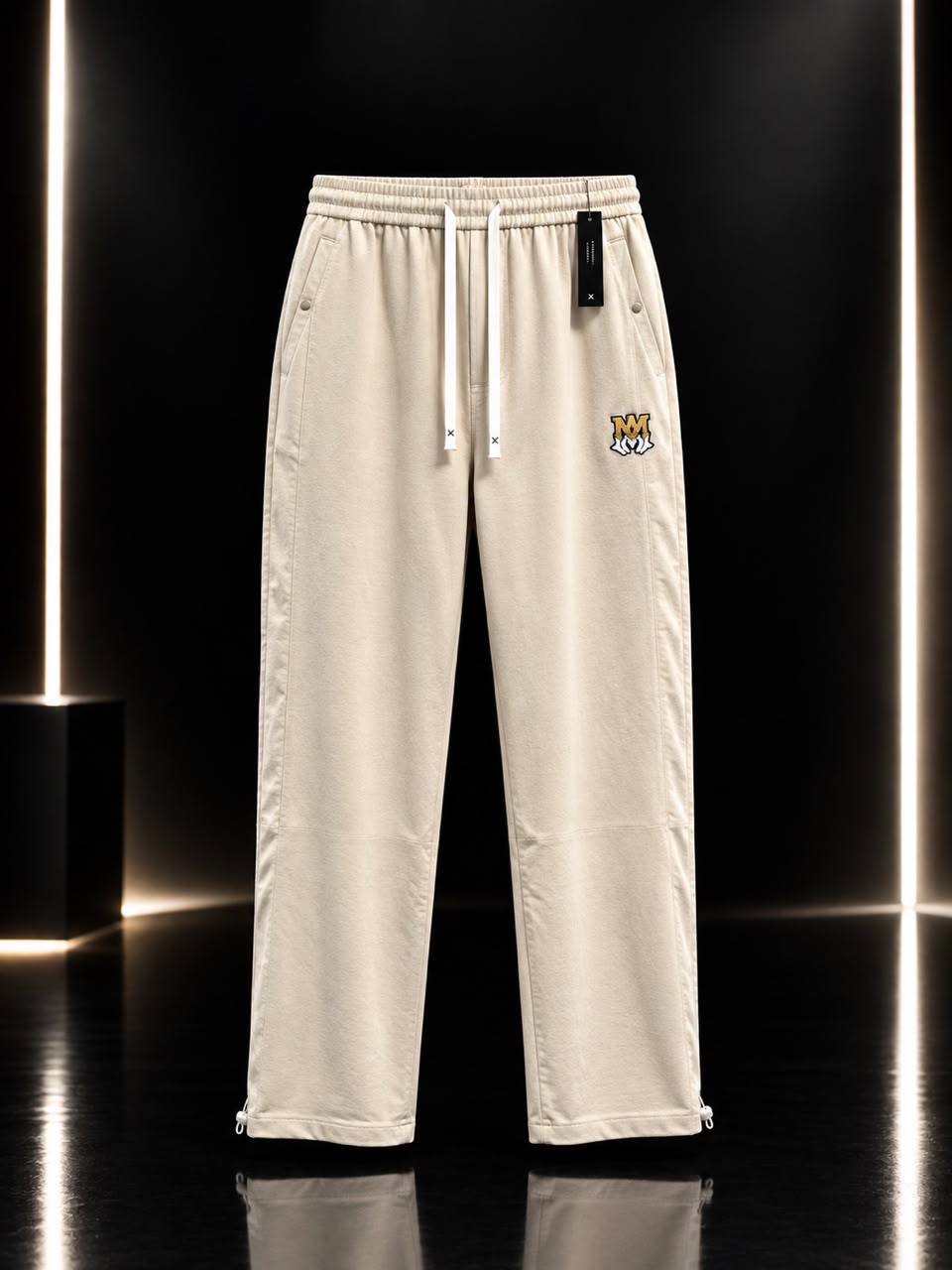 Cream Baggy Trousers for Men | Relaxed Fit Casual Streetwear Pants